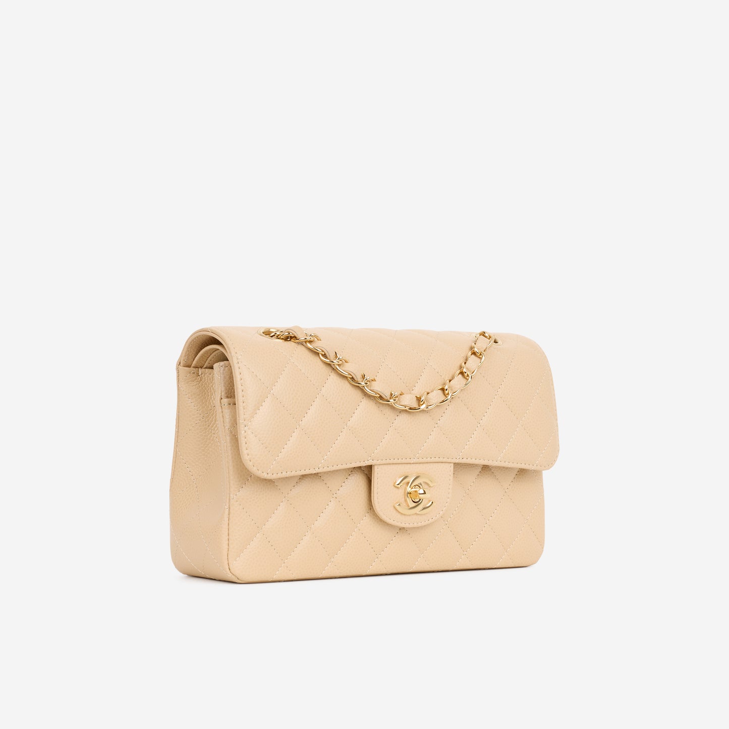 Chanel Small Classic Flap - Beige Caviar | Champagne Gold Hardware