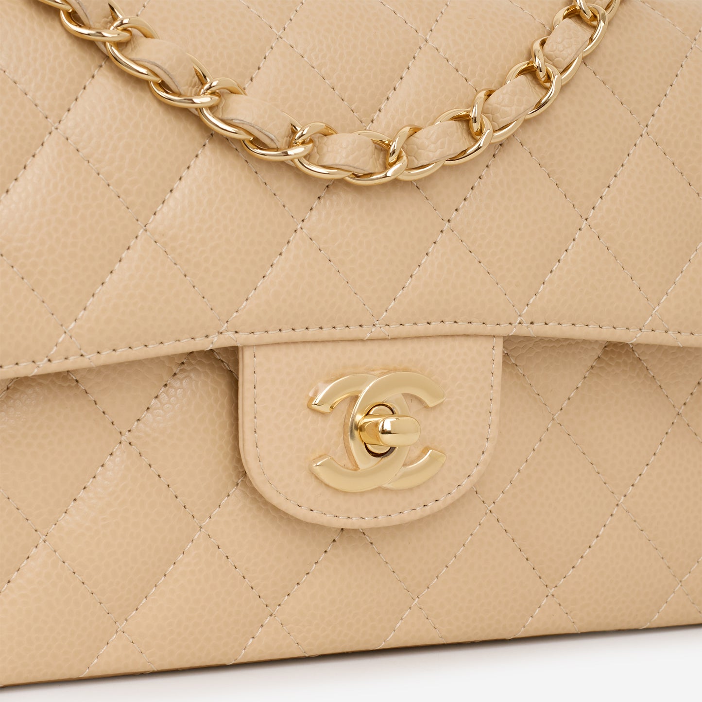 Chanel Small Classic Flap - Beige Caviar | Champagne Gold Hardware