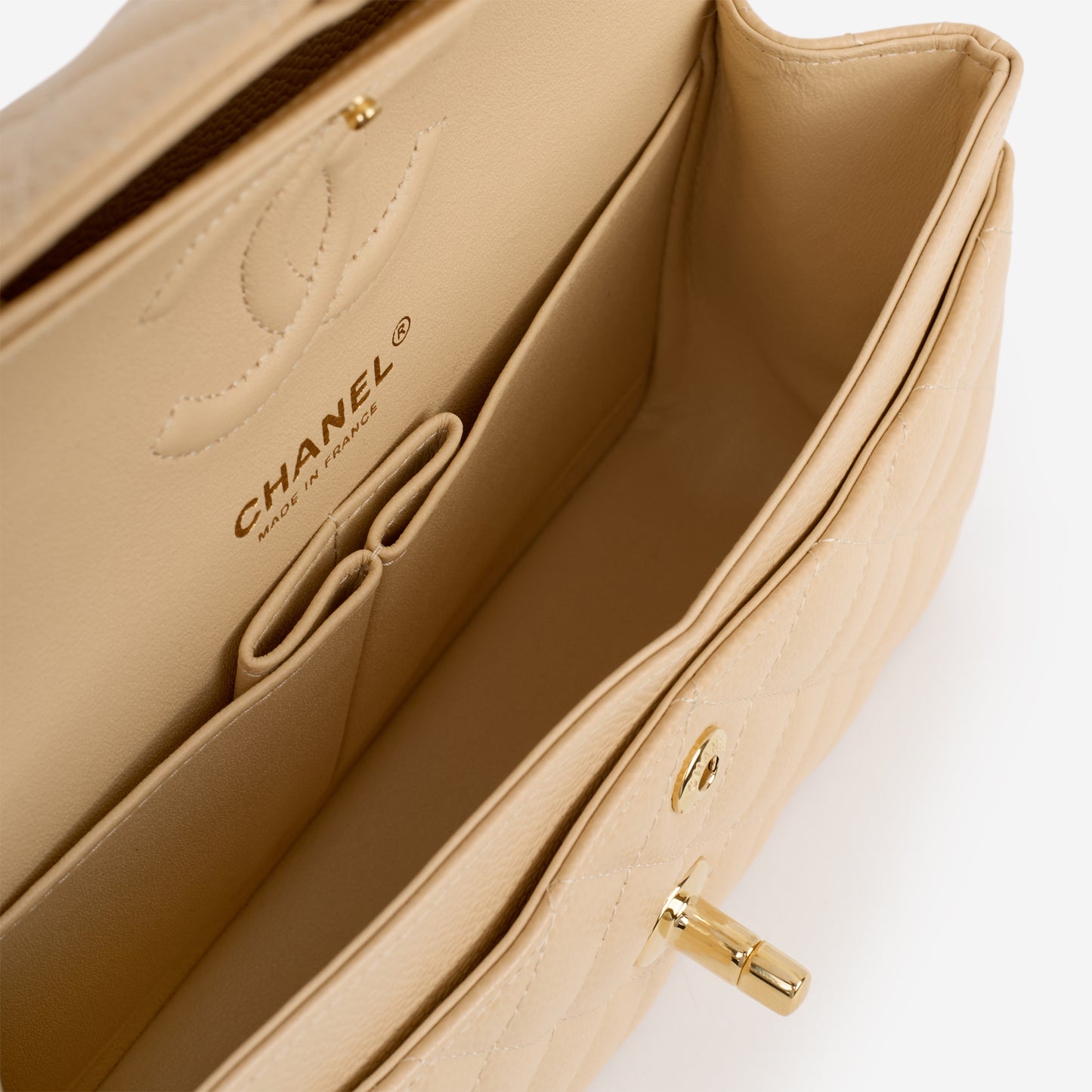 Chanel Small Classic Flap - Beige Caviar | Champagne Gold Hardware