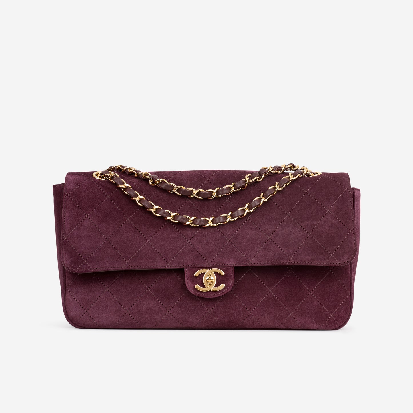 Chanel Maxi Flap 32 Bag - Burgundy Suede | Gold Hardware