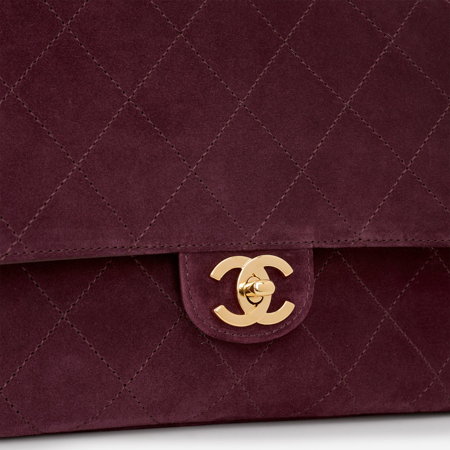 Chanel Maxi Flap 32 Bag - Burgundy Suede | Gold Hardware