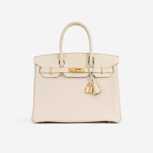 Hermès Birkin 30 Touch - Beton Togo / Alligator Mississippiensis | Gold Hardware