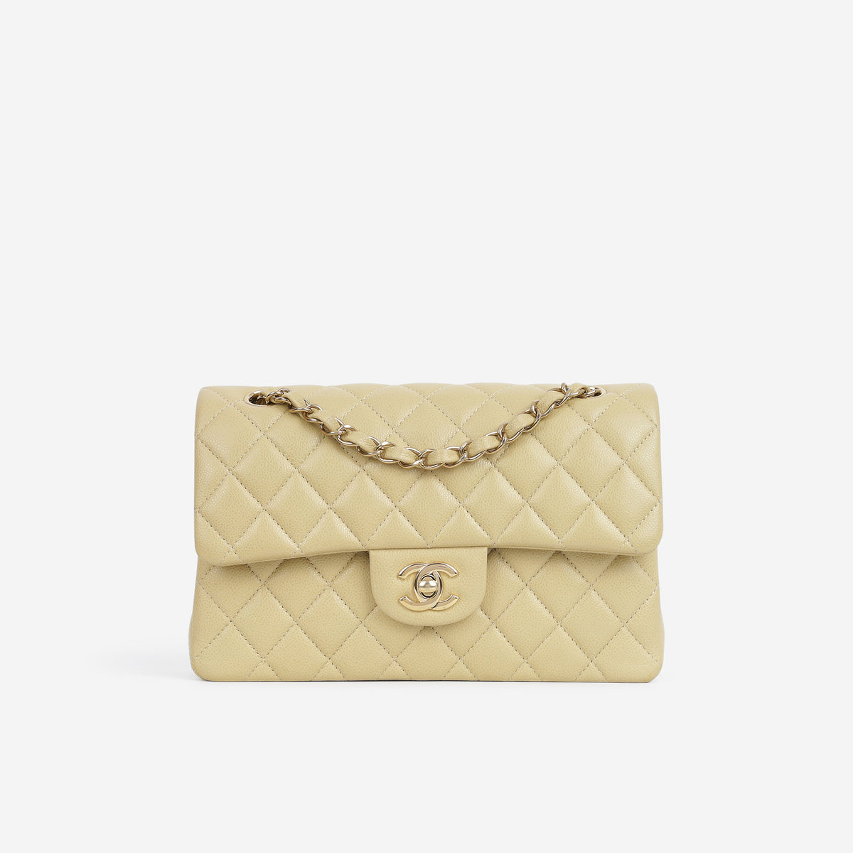 Chanel Small Classic Flap - Pale Yellow Caviar | Gold Hardware
