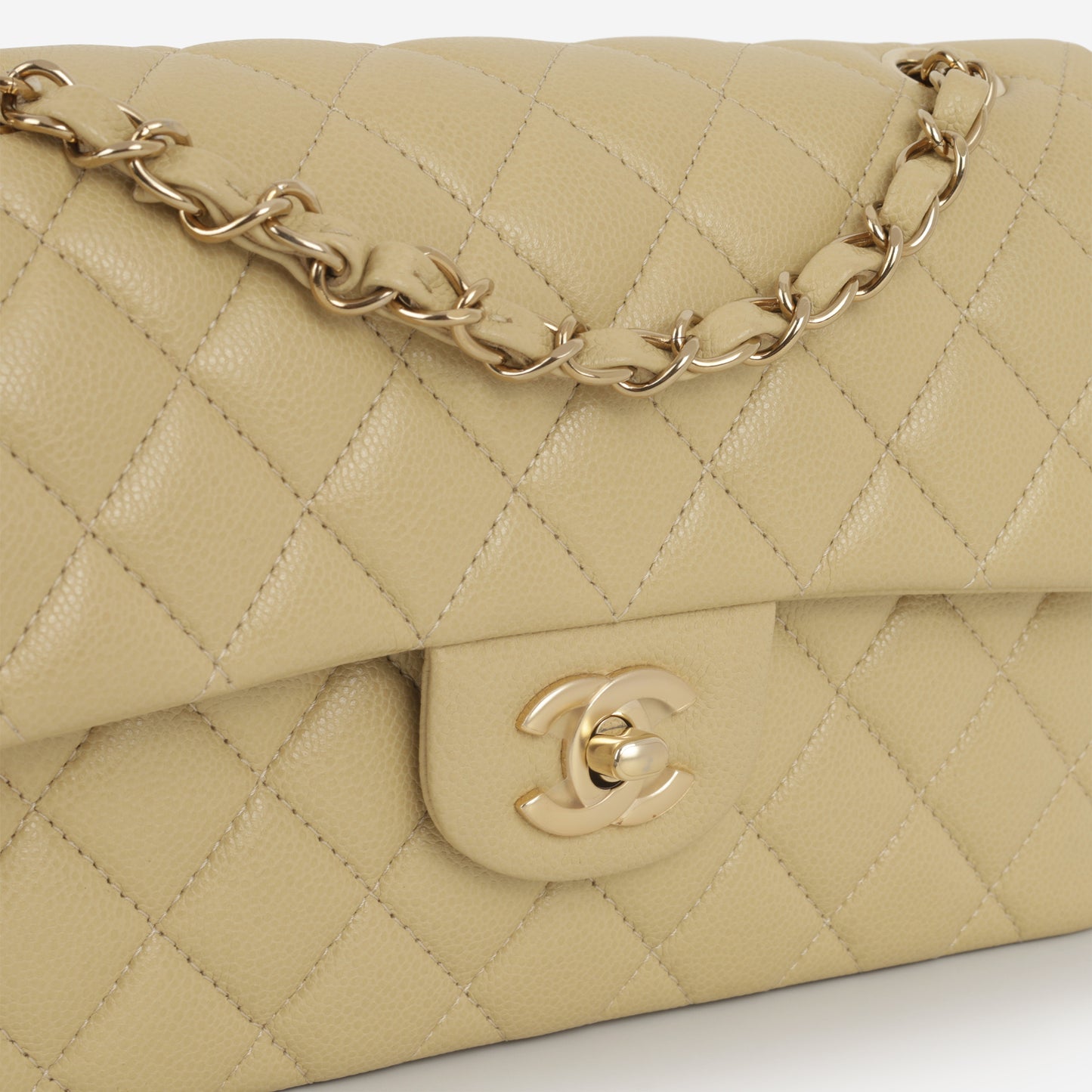 Chanel Small Classic Flap - Pale Yellow Caviar | Gold Hardware