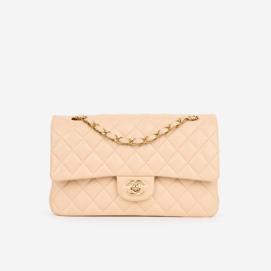 Chanel Medium Classic Flap - Beige Lambskin | Gold Hardware