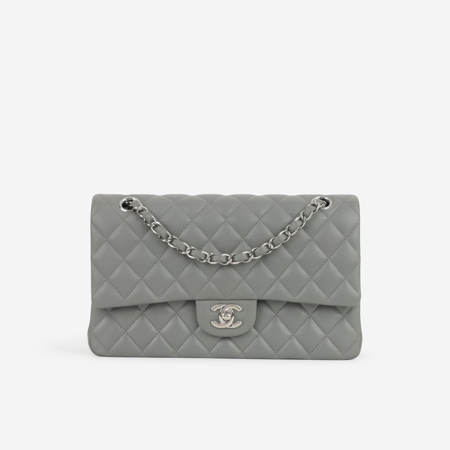 Chanel Medium Classic Flap - Grey Caviar | Silver Hardware