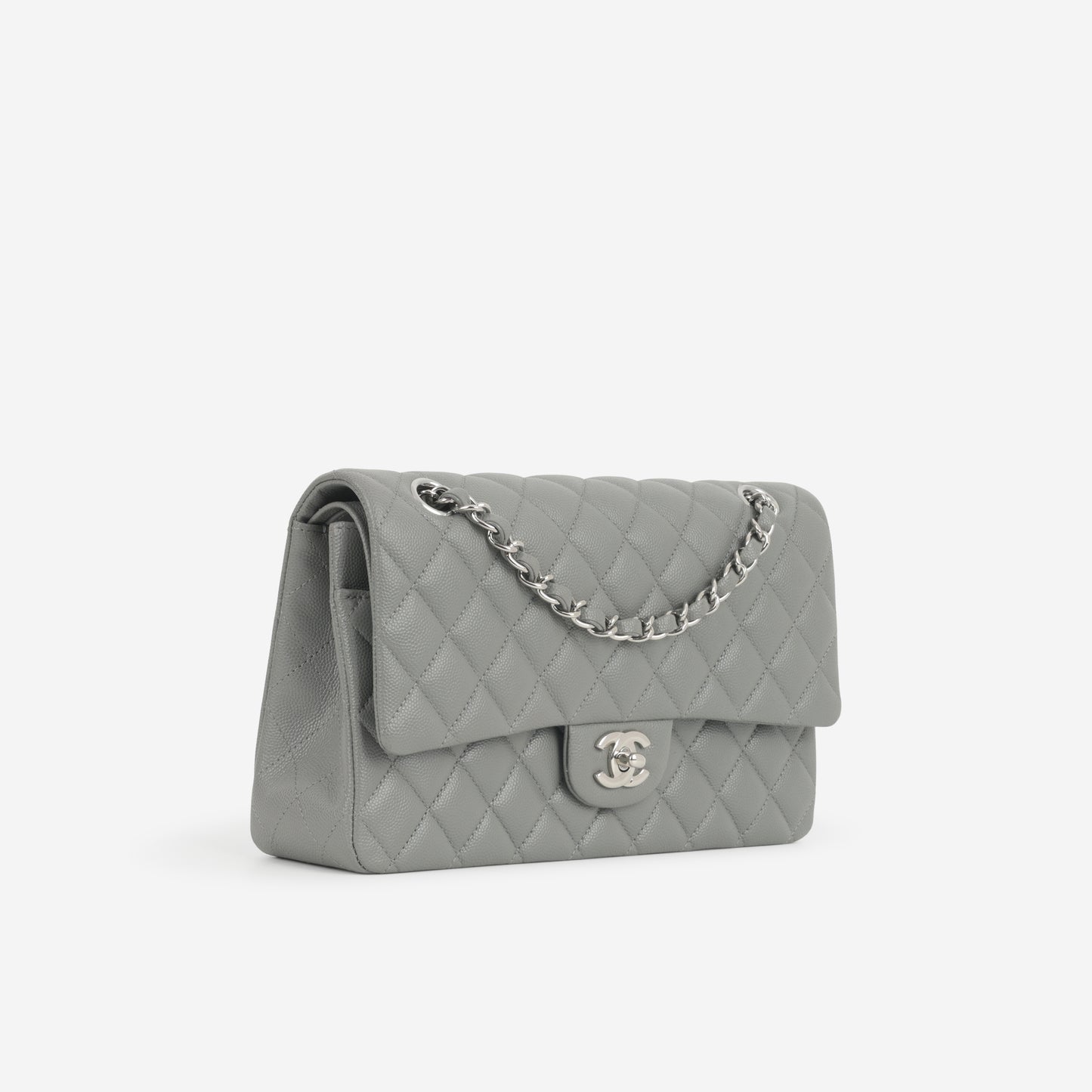 Chanel Medium Classic Flap - Grey Caviar | Silver Hardware