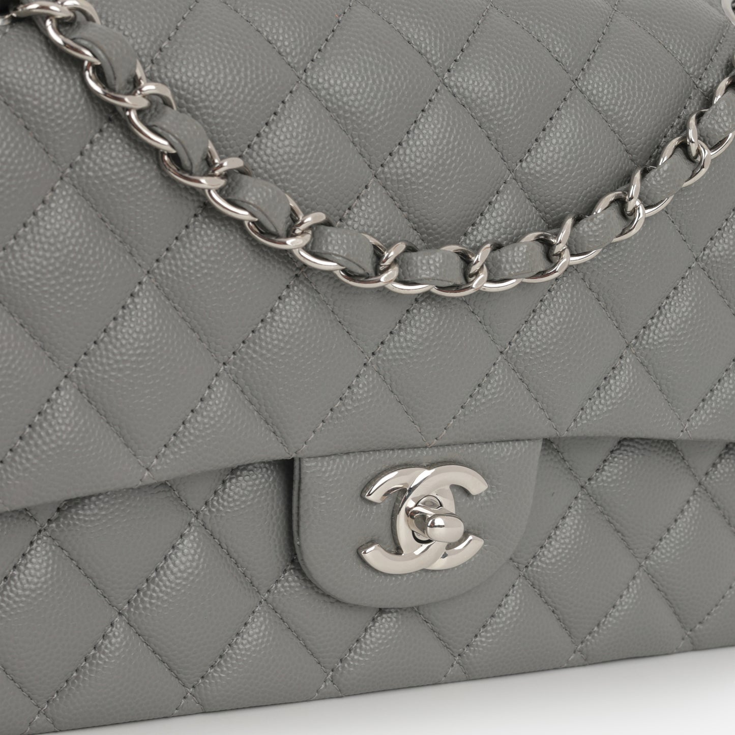 Chanel Medium Classic Flap - Grey Caviar | Silver Hardware