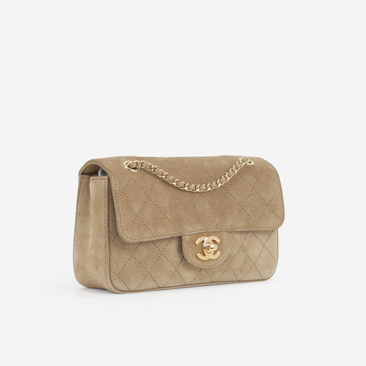 Chanel Mini "Souplissimo" Flap - Dark Beige Suede Goatskin | Gold Hardware