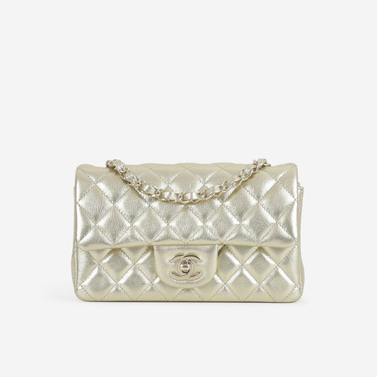 Chanel Mini Rectangular - Gold Metallic Lambskin | Champagne Gold Hardware