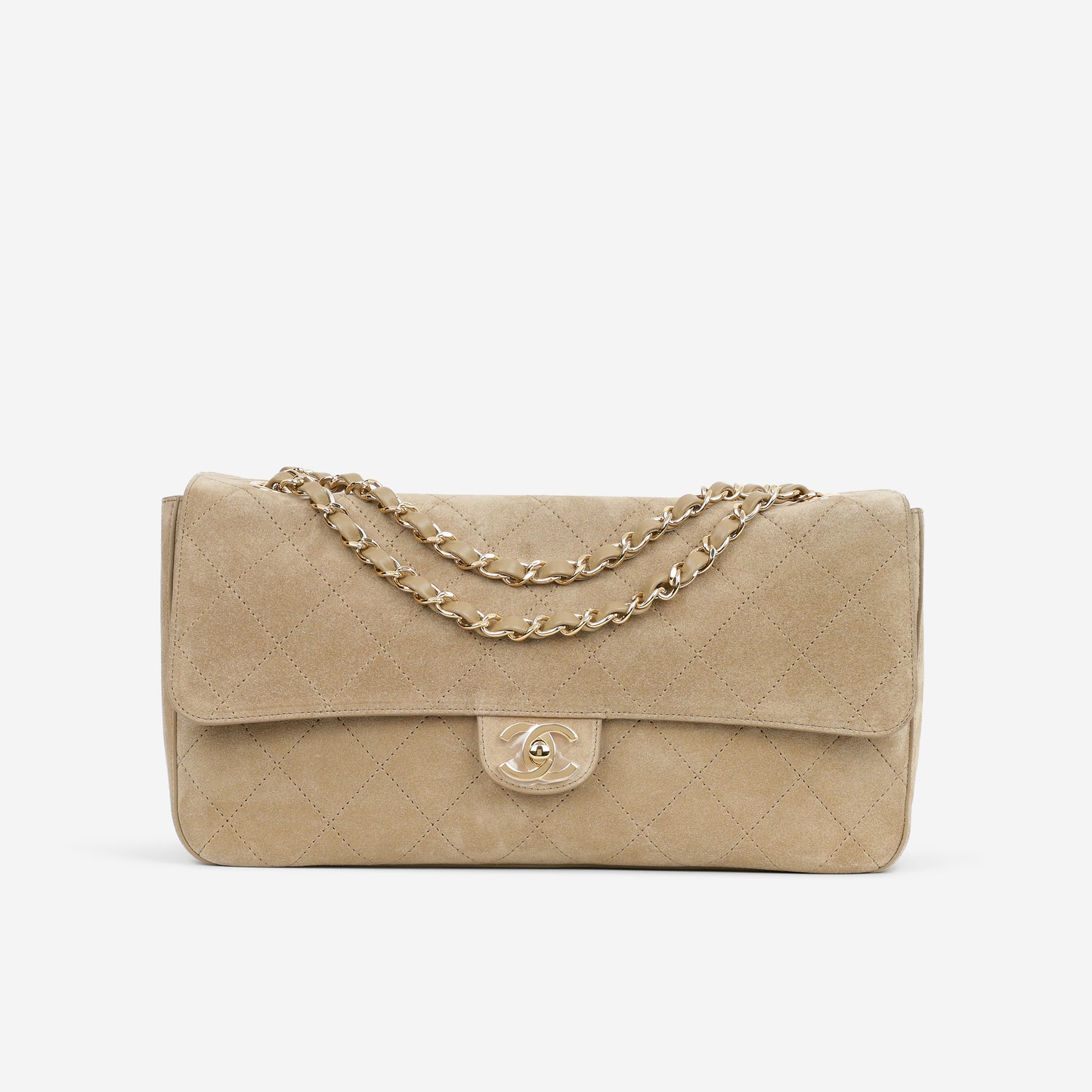 Chanel 2026 Maxi Flap Bag 32 - Dark Beige Suede | Gold Hardware