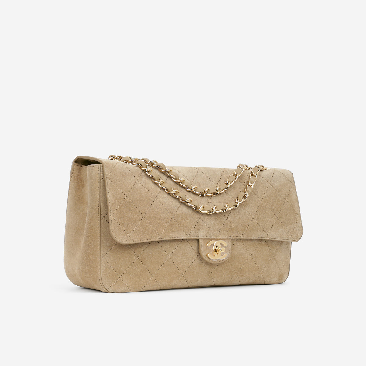 Chanel 2026 Maxi Flap Bag 32 - Dark Beige Suede | Gold Hardware