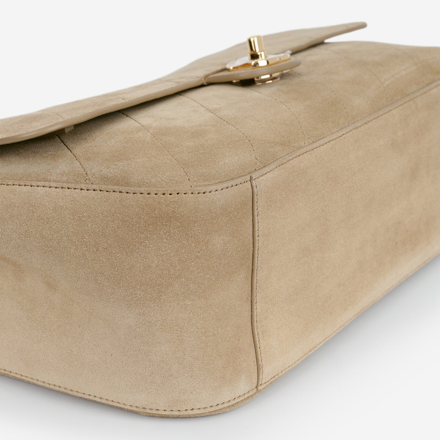 Chanel 2026 Maxi Flap Bag 32 - Dark Beige Suede | Gold Hardware