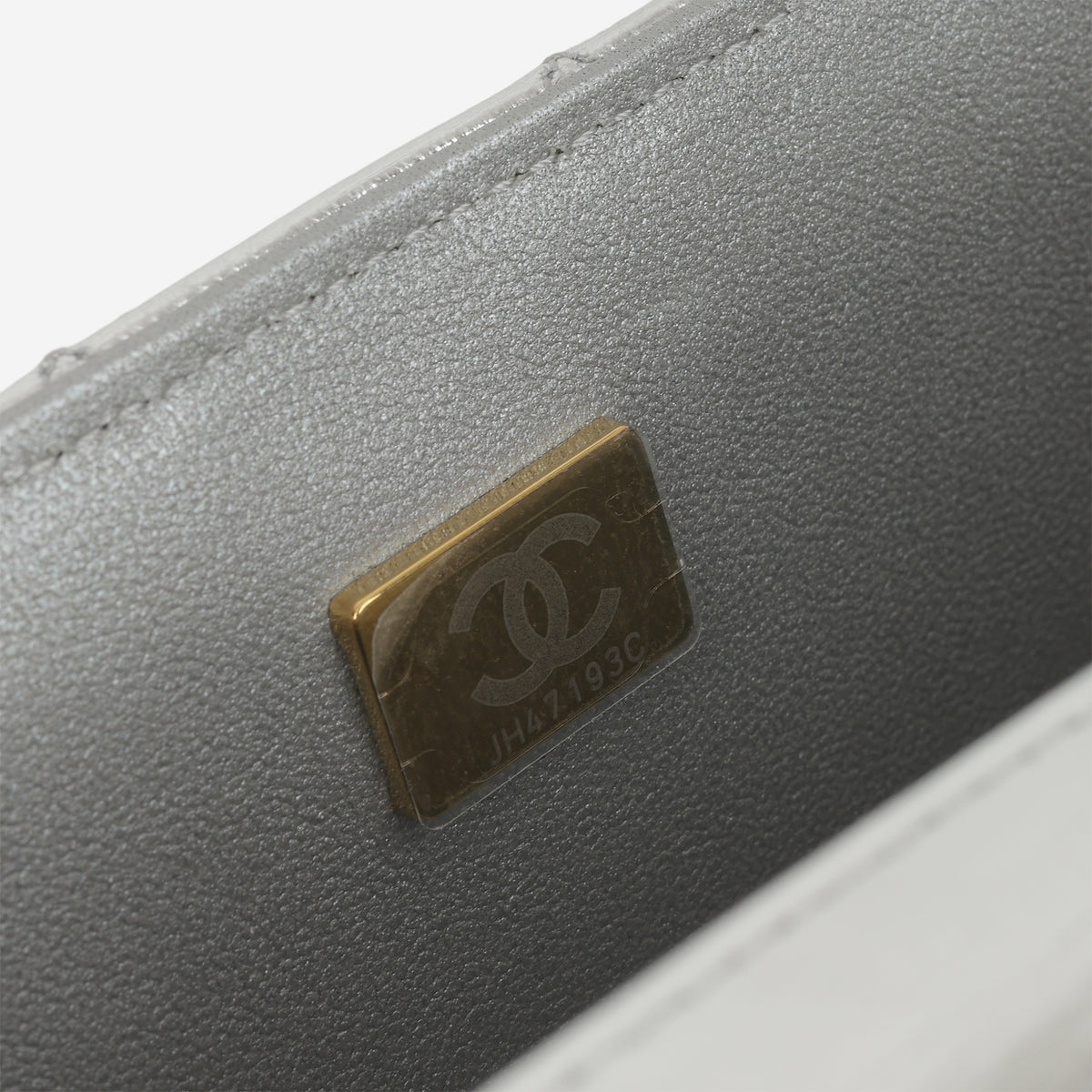Chanel Mini Rectangular - Silver Metallic Calfskin | Champagne Gold Hardware