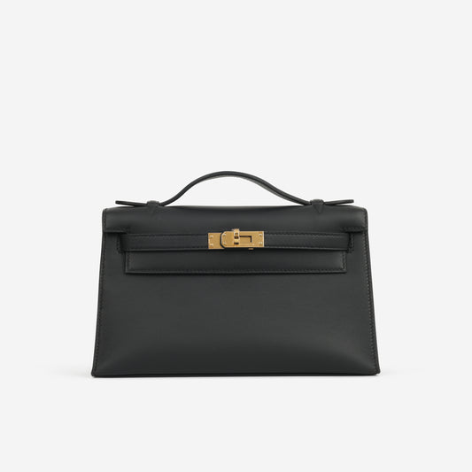 Hermès Kelly Pochette - Black Swift | Gold Hardware