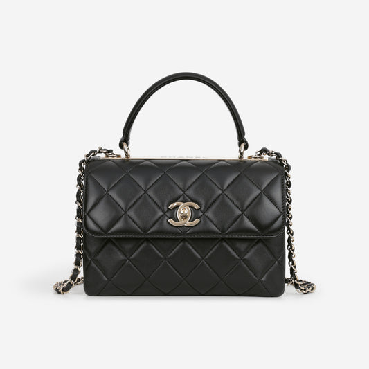 Chanel Small Trendy CC Flap Bag - Black Lambskin | Champagne Gold Hardware