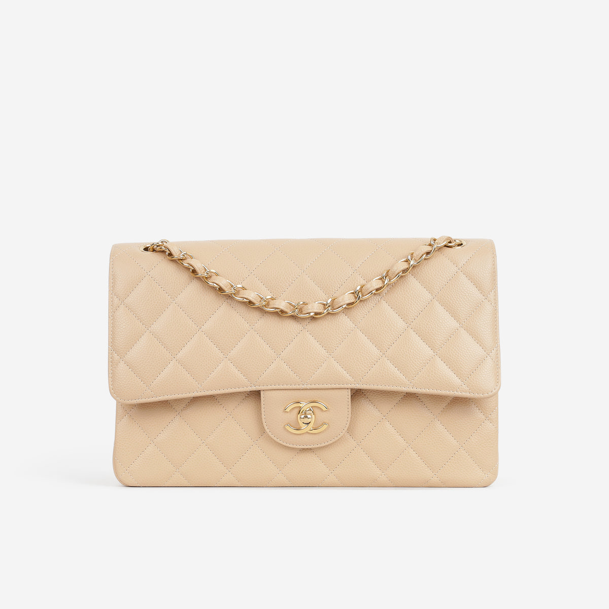 Chanel Classic Jumbo Double Flap - Beige Caviar | Gold Hardware