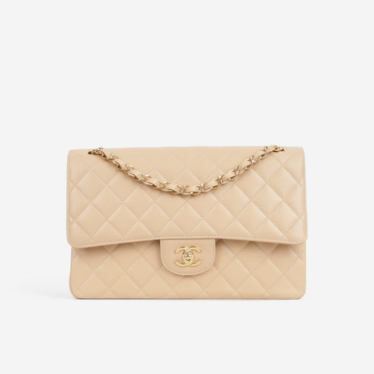 Chanel Classic Jumbo Double Flap - Beige Caviar | Gold Hardware