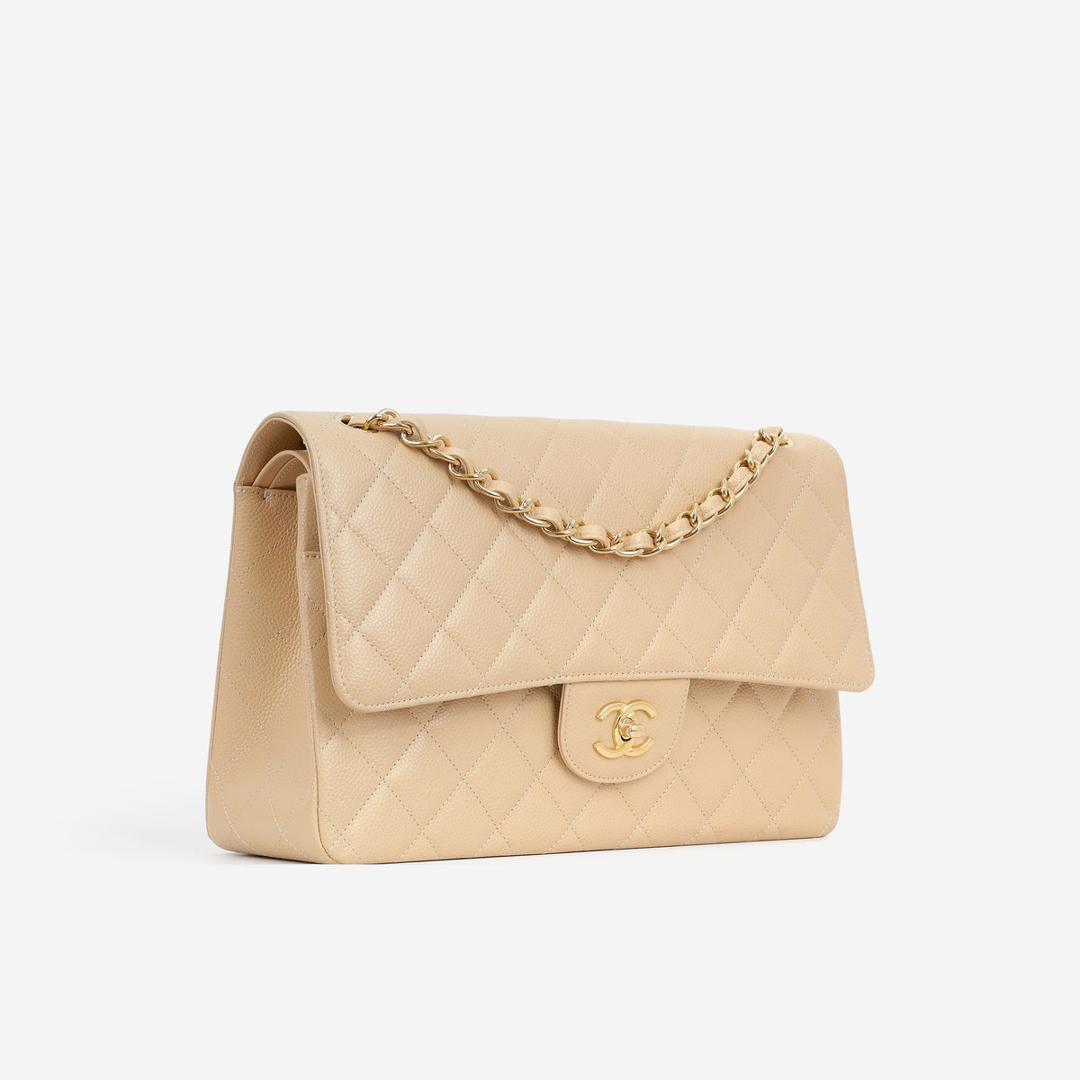 Chanel Classic Jumbo Double Flap - Beige Caviar | Gold Hardware