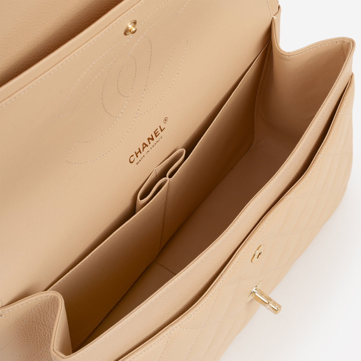 Chanel Classic Jumbo Double Flap - Beige Caviar | Gold Hardware
