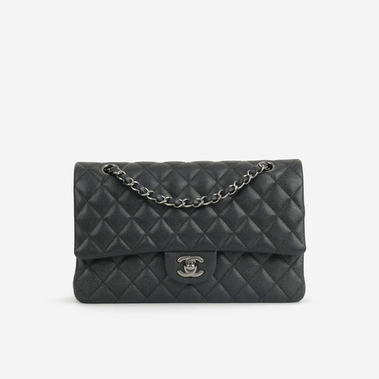 Chanel Medium Classic Flap - Black Iridescent Caviar | Gunmetal Hardware - Bagista