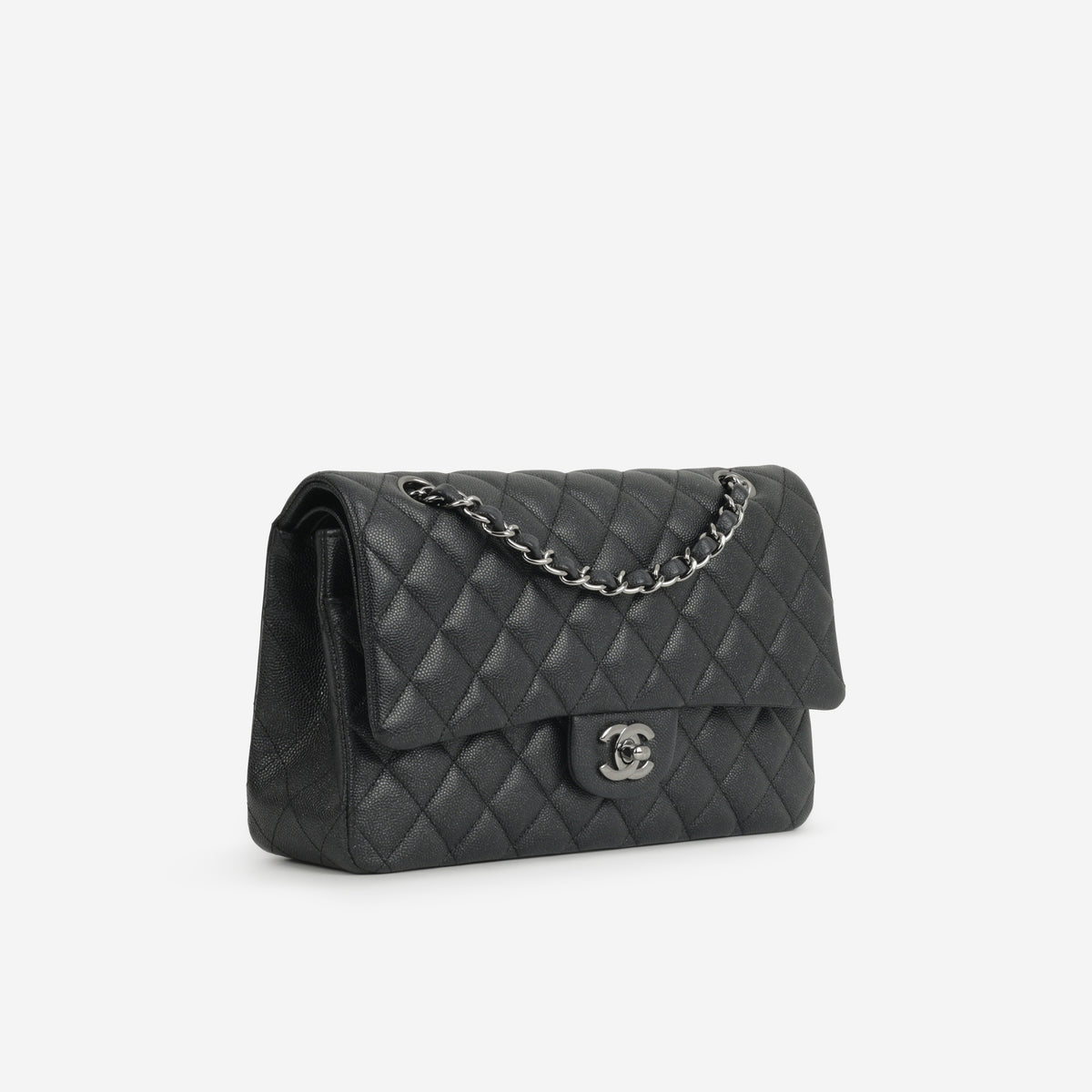 Chanel Medium Classic Flap - Black Iridescent Caviar | Gunmetal Hardware - Bagista