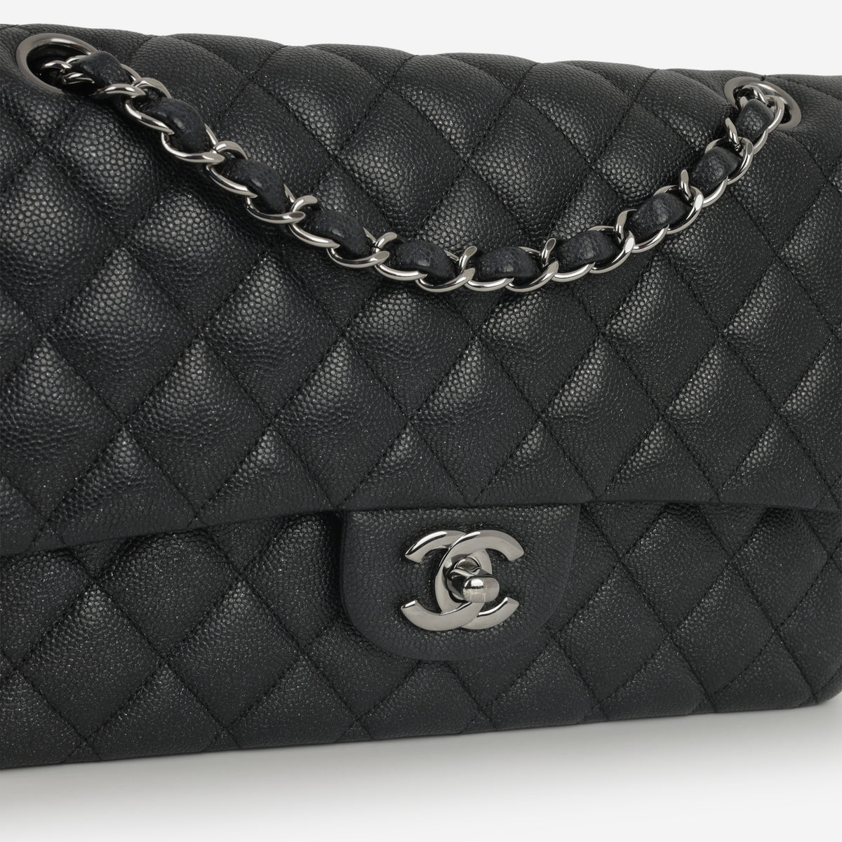 Chanel Medium Classic Flap - Black Iridescent Caviar | Gunmetal Hardware - Bagista