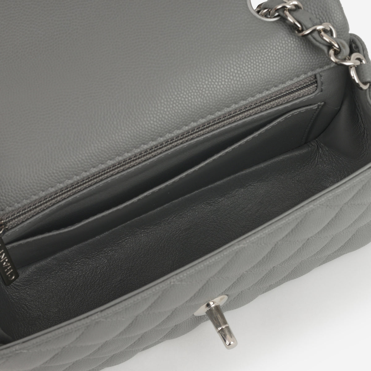 Chanel Mini Flap Rectangular - Grey Caviar | Silver Hardware
