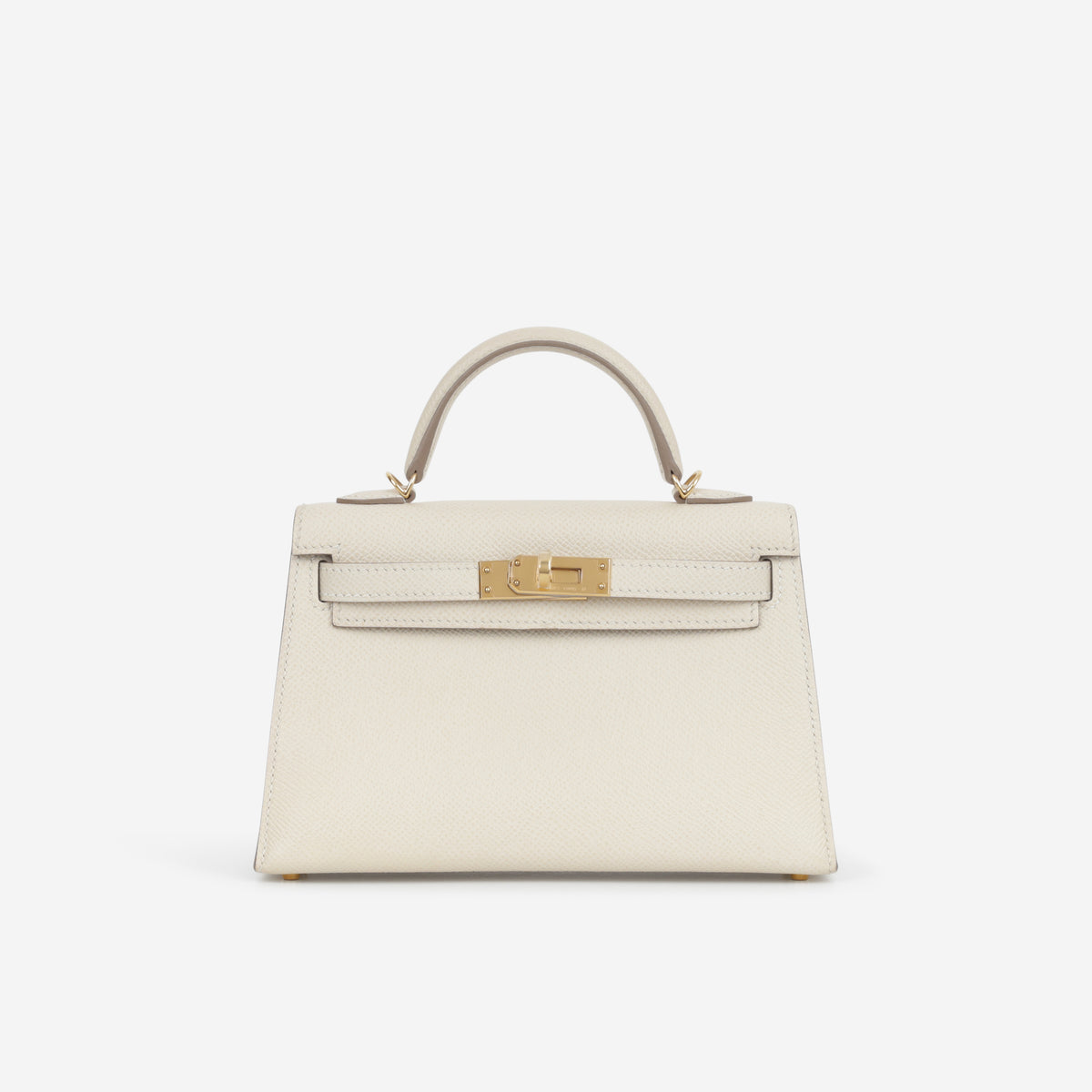 Hermès HSS Mini Kelly - Craie Epsom / Black Interior | Gold Hardware