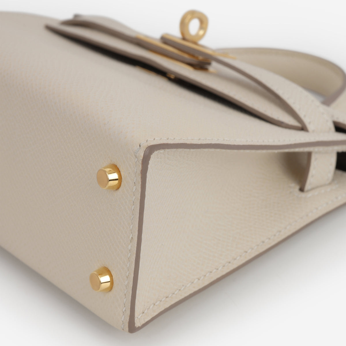 Hermès HSS Mini Kelly - Craie Epsom / Black Interior | Gold Hardware