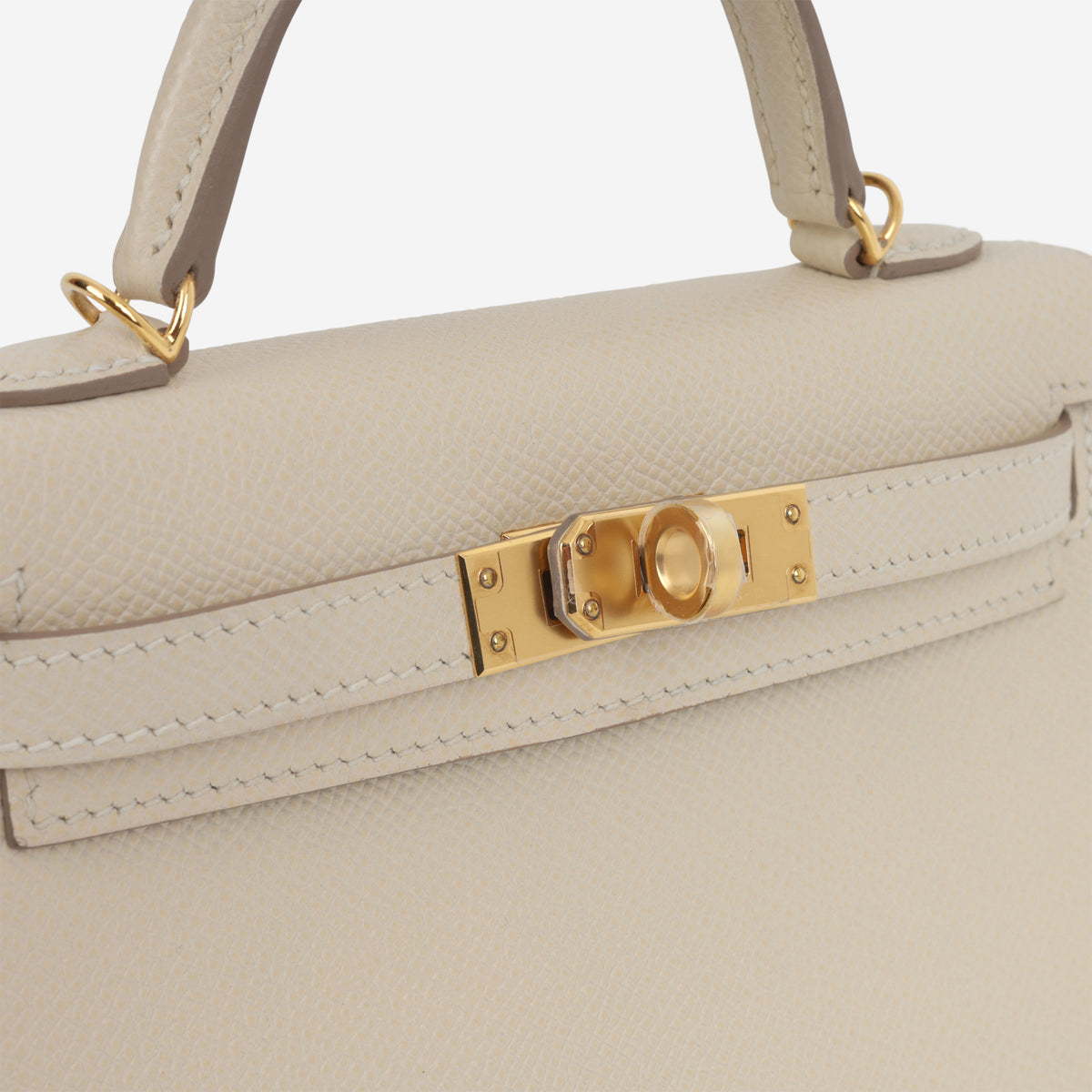 Hermès HSS Mini Kelly - Craie Epsom / Black Interior | Gold Hardware