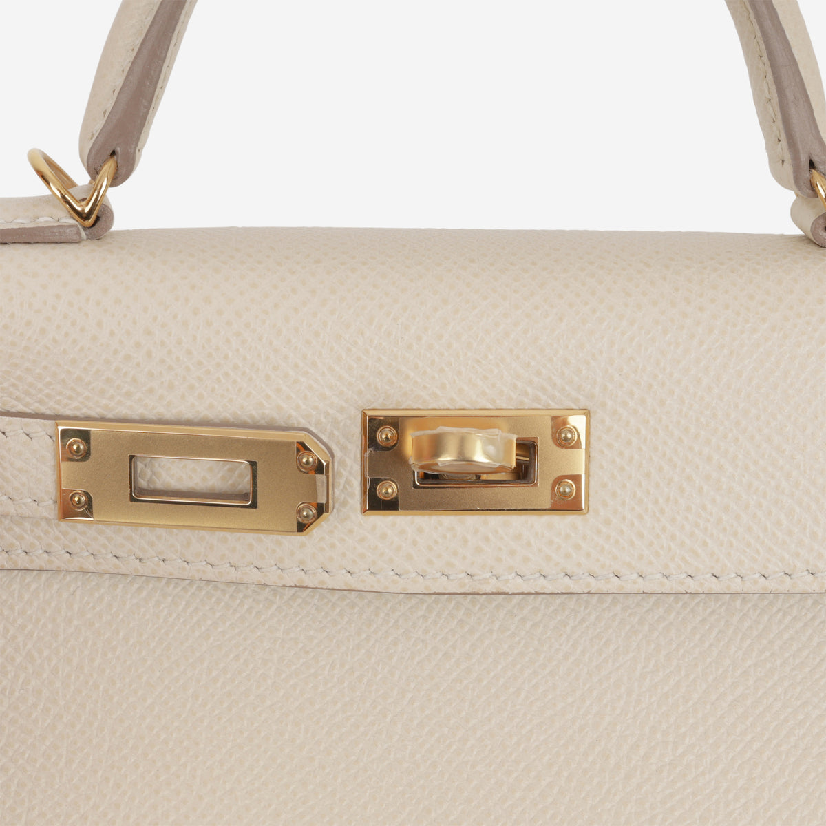 Hermès HSS Mini Kelly - Craie Epsom / Black Interior | Gold Hardware