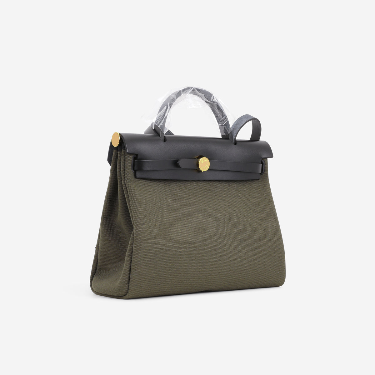 Hermès Herbag 31 - Vert Bronze Toile / Noir Hunter | Gold Hardware - Bagista