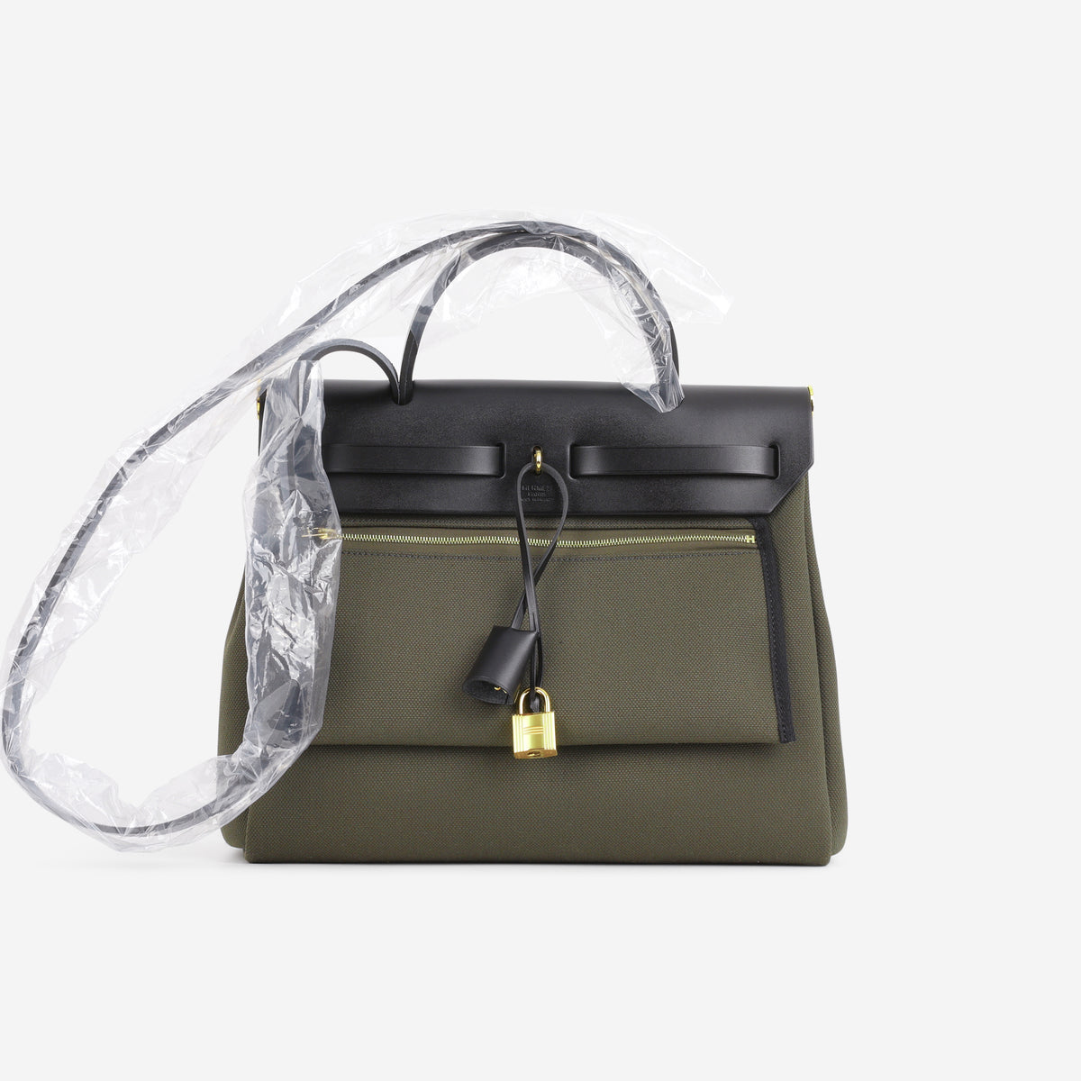 Hermès Herbag 31 - Vert Bronze Toile / Noir Hunter | Gold Hardware - Bagista