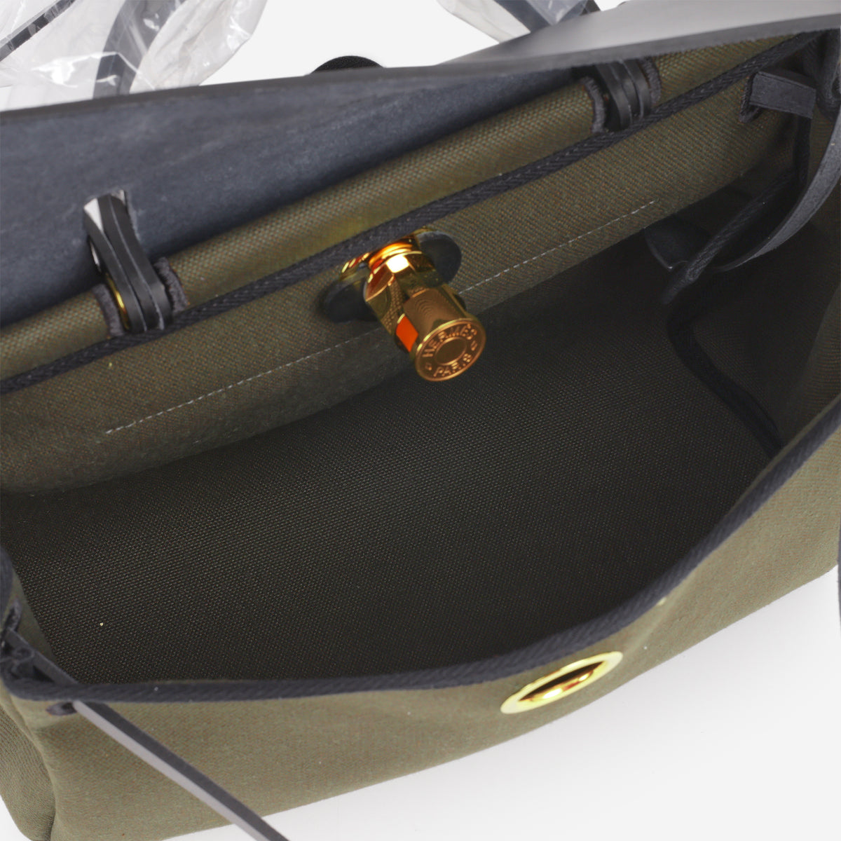 Hermès Herbag 31 - Vert Bronze Toile / Noir Hunter | Gold Hardware - Bagista