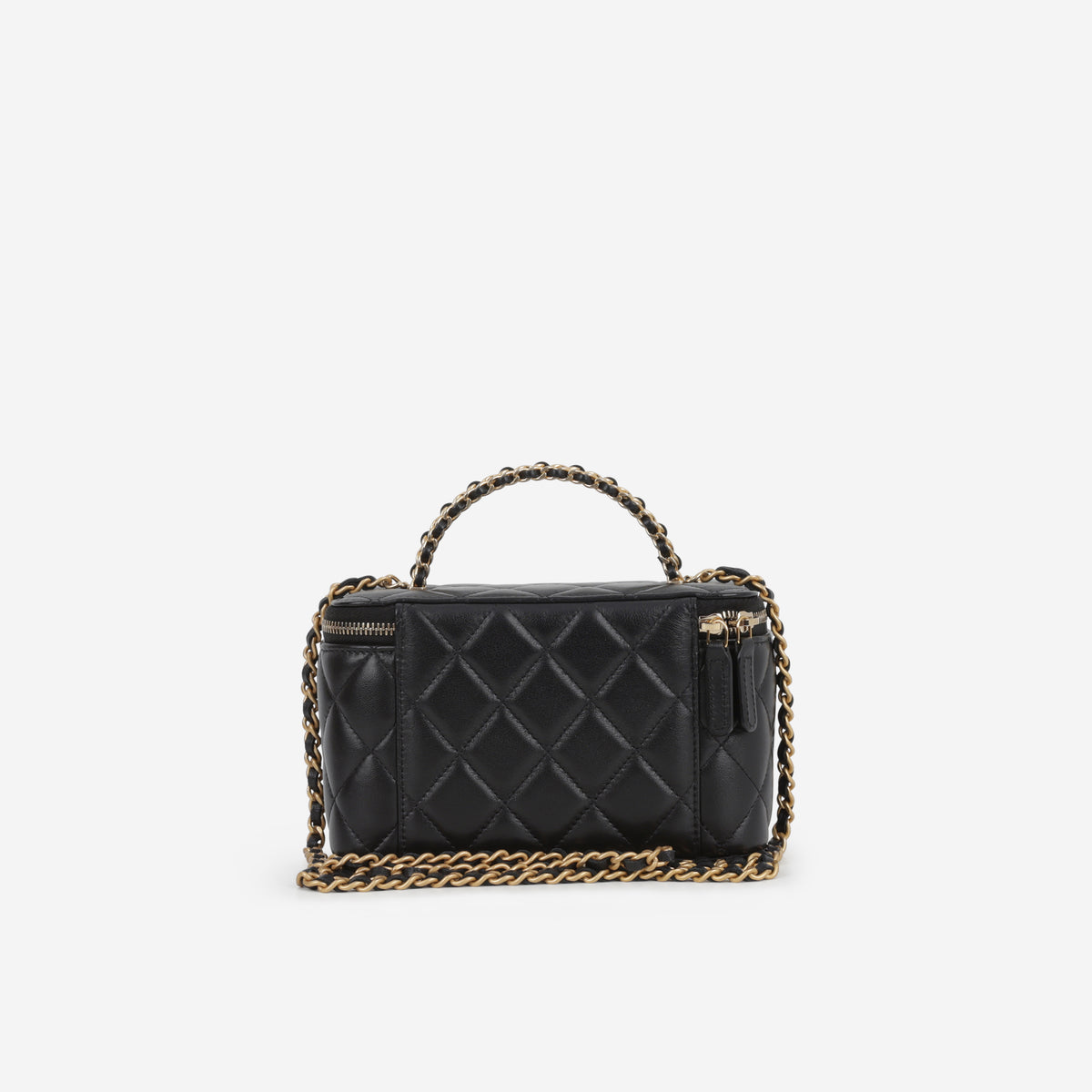 Chanel Small Chain Top Handle Vanity - Black Lambskin | Aged Gold Hardware