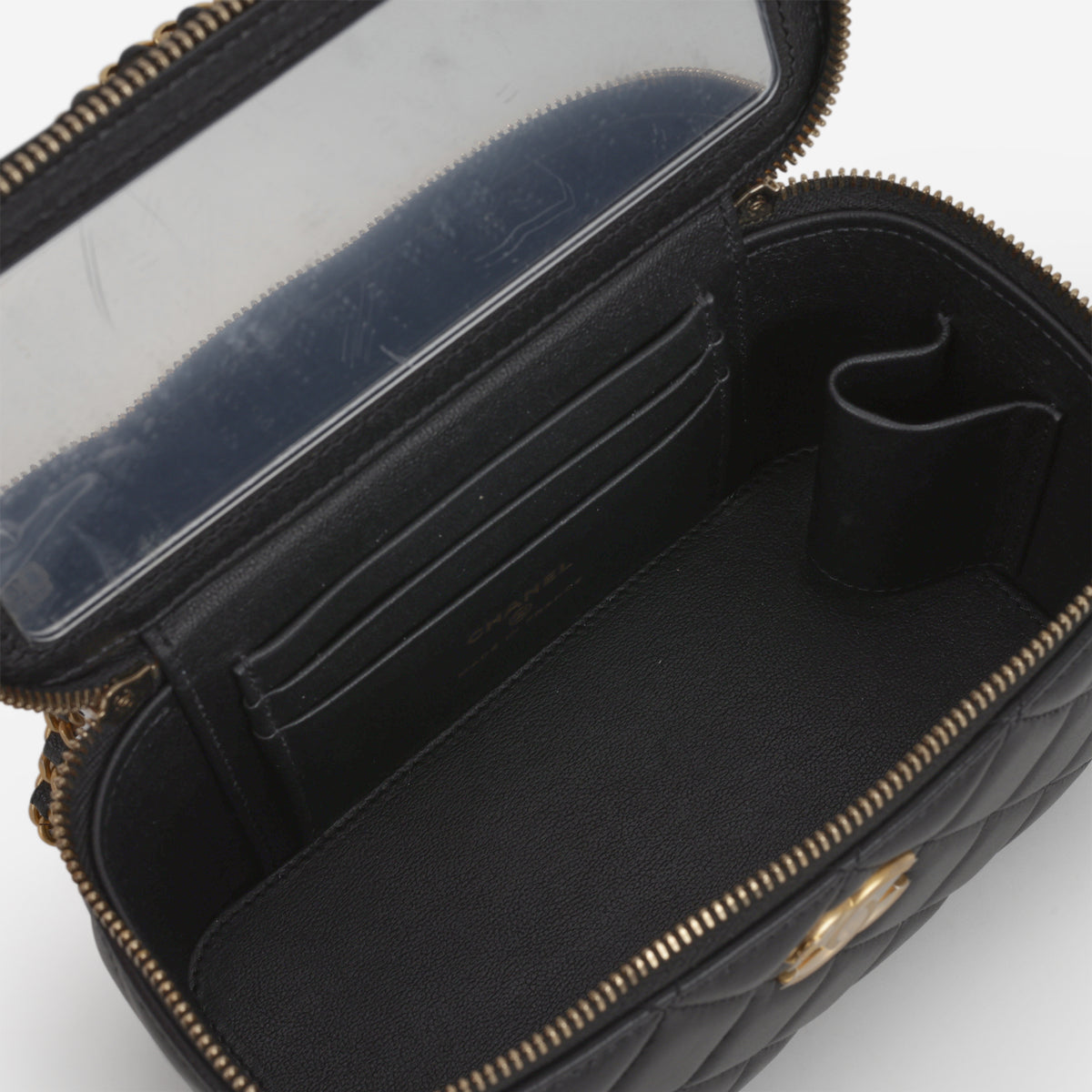 Chanel Small Chain Top Handle Vanity - Black Lambskin | Aged Gold Hardware