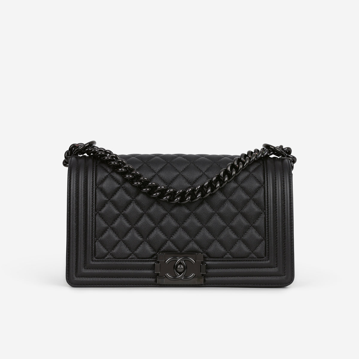 Chanel Old Medium Boy Bag - So Black Caviar | Tonal Hardware