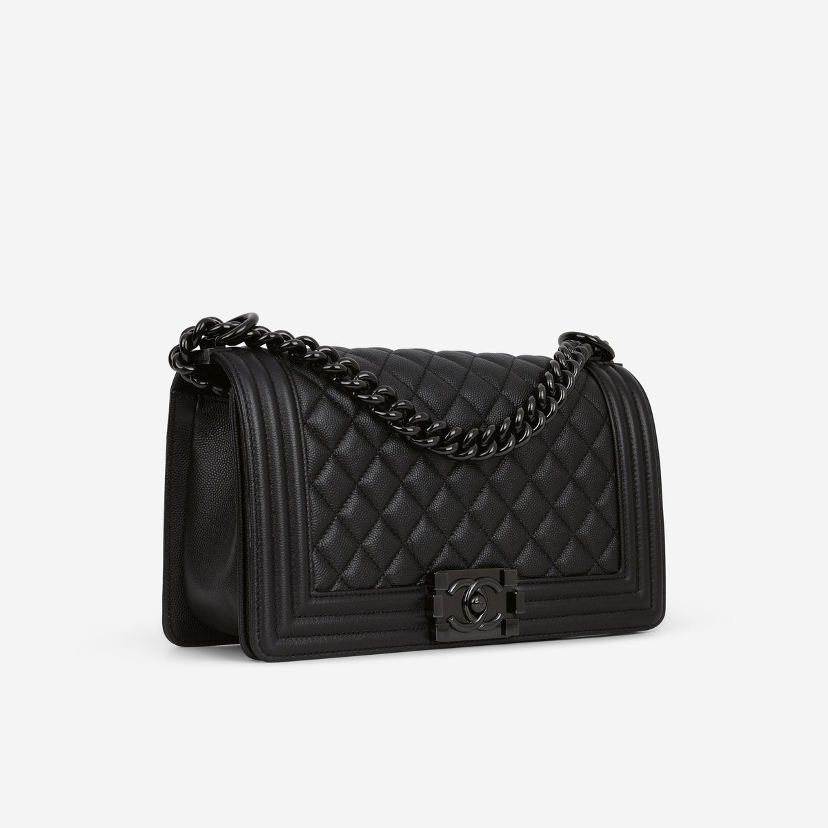 Chanel Old Medium Boy Bag - So Black Caviar | Tonal Hardware