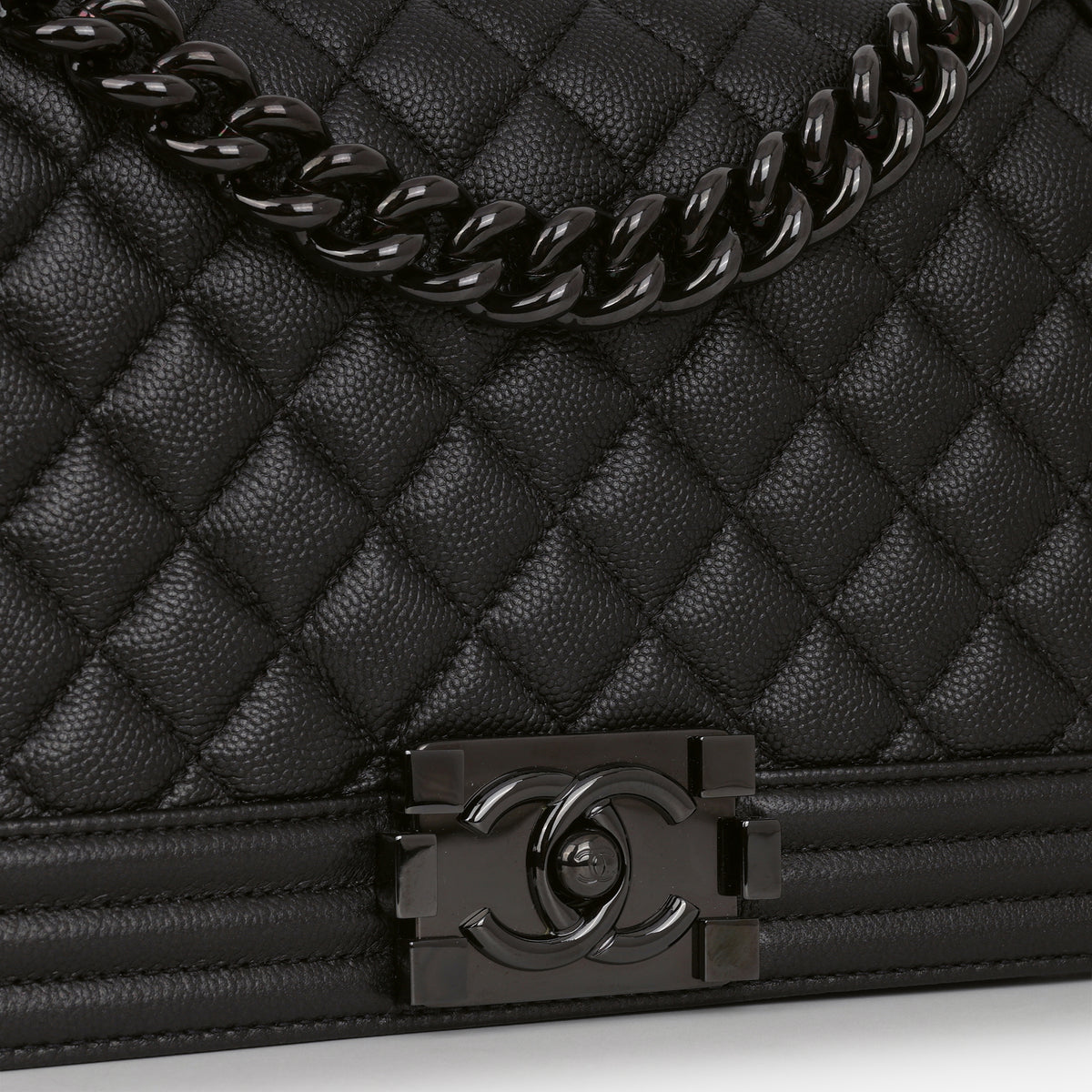 Chanel Old Medium Boy Bag - So Black Caviar | Tonal Hardware