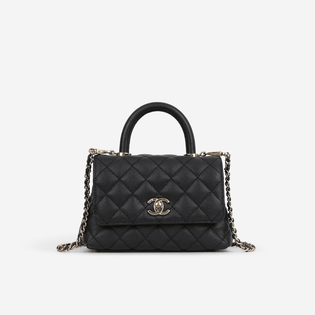 Chanel Mini Coco Handle - Black Caviar | Champagne Gold Hardware