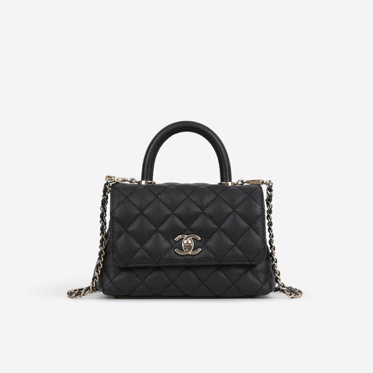 Chanel Mini Coco Handle - Black Caviar | Champagne Gold Hardware
