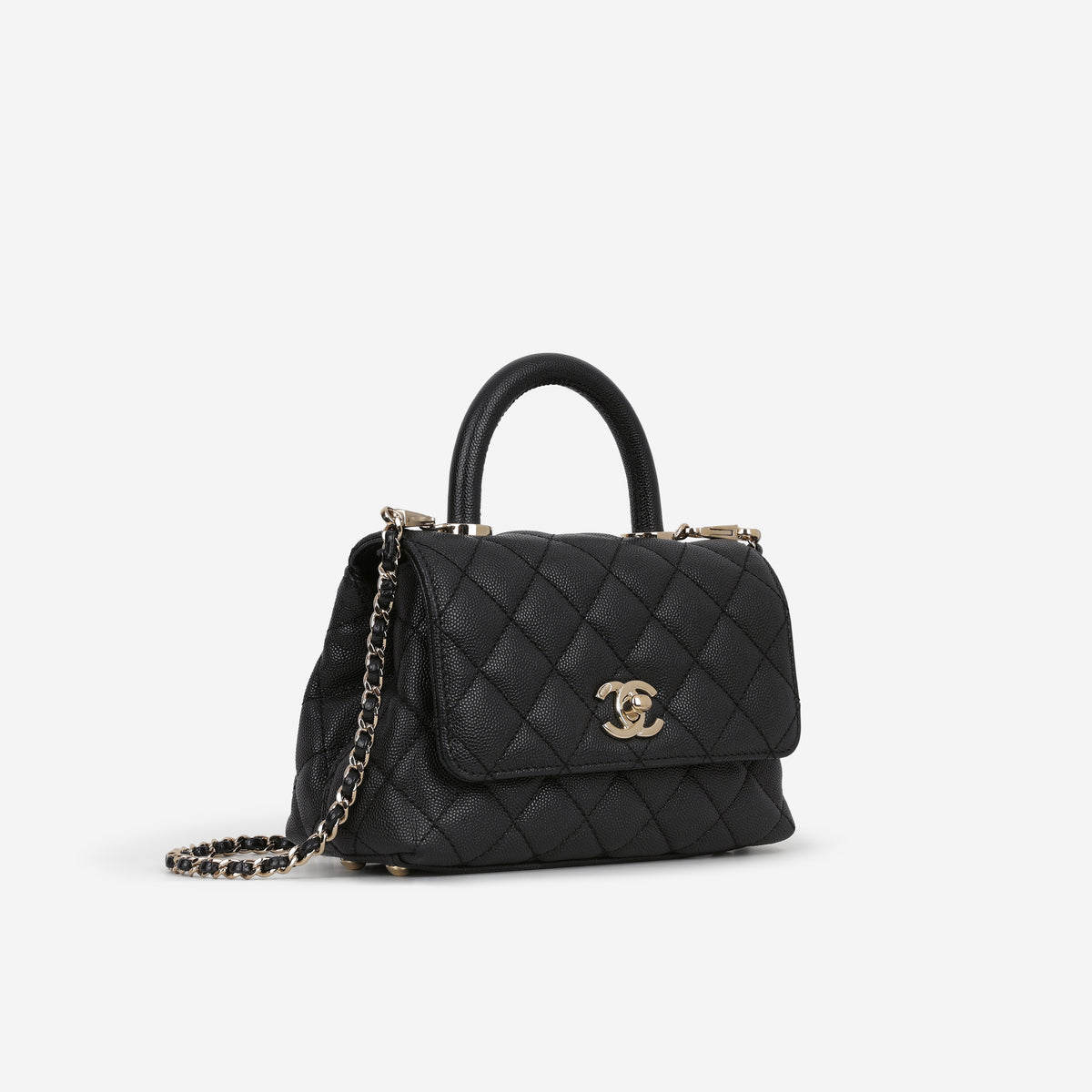 Chanel Mini Coco Handle - Black Caviar | Champagne Gold Hardware