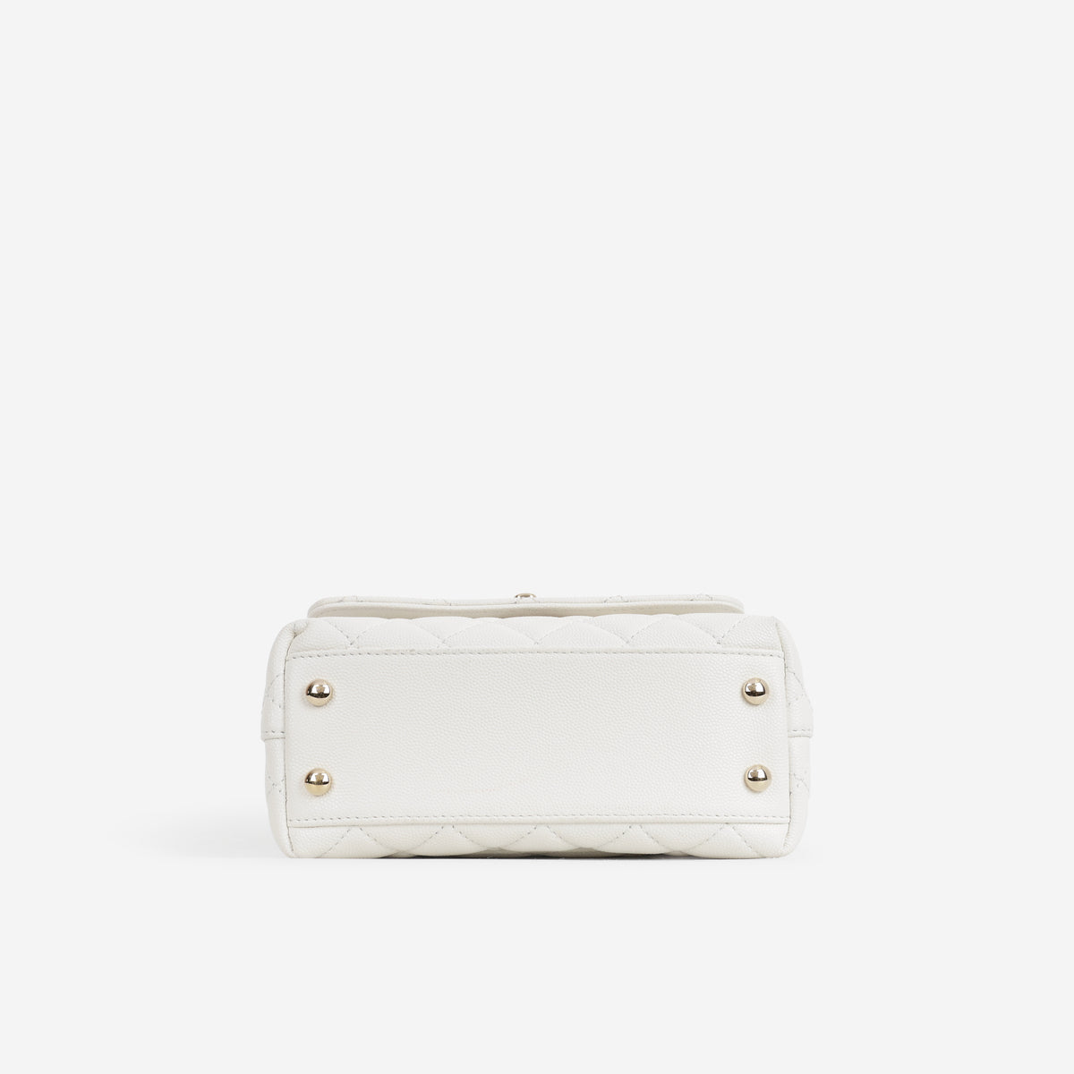 Chanel Mini Coco Handle - White Caviar | Champagne Gold Hardware