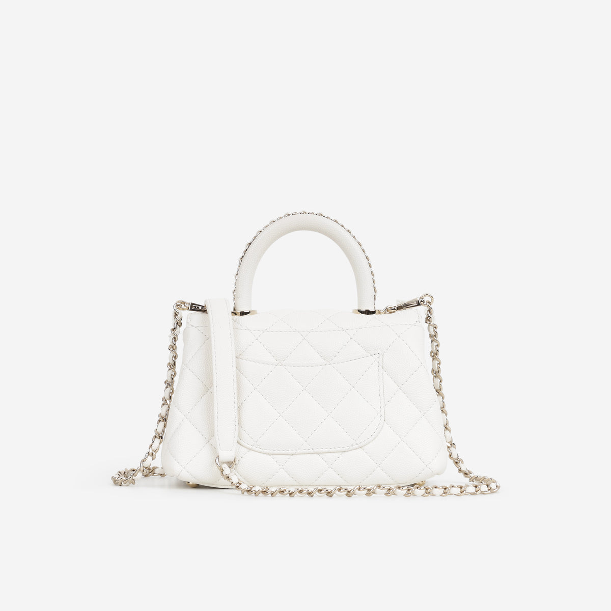 Chanel Mini Coco Handle - White Caviar | Champagne Gold Hardware