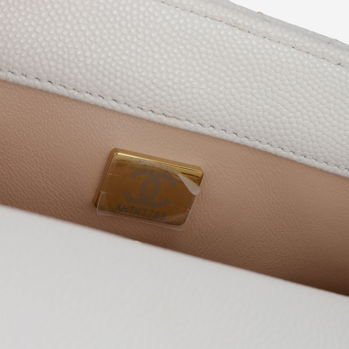 Chanel Mini Coco Handle - White Caviar | Champagne Gold Hardware