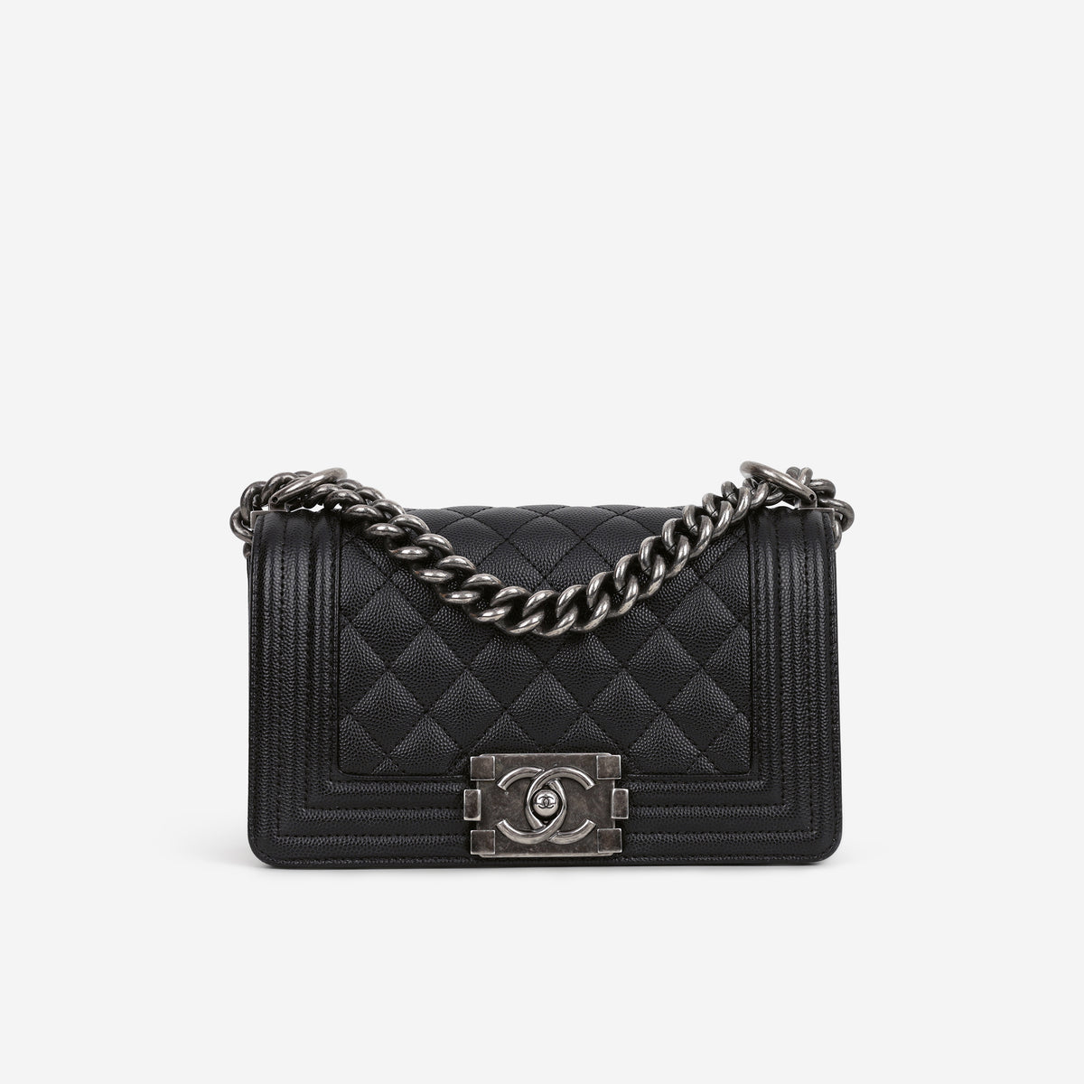 Chanel Small Boy Bag - Black Caviar | Ruthenium Hardware