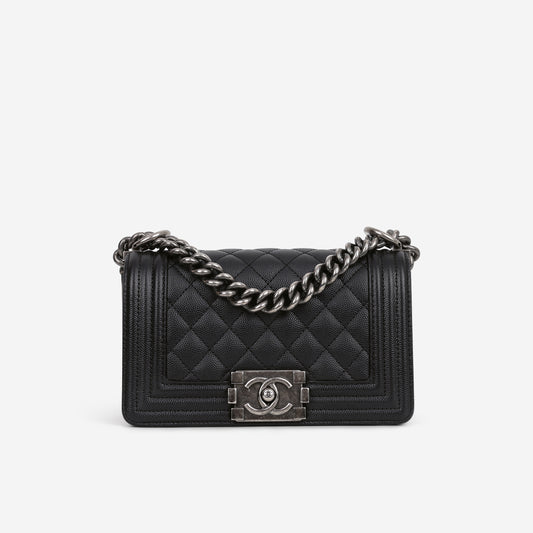 Chanel Small Boy Bag - Black Caviar | Ruthenium Hardware