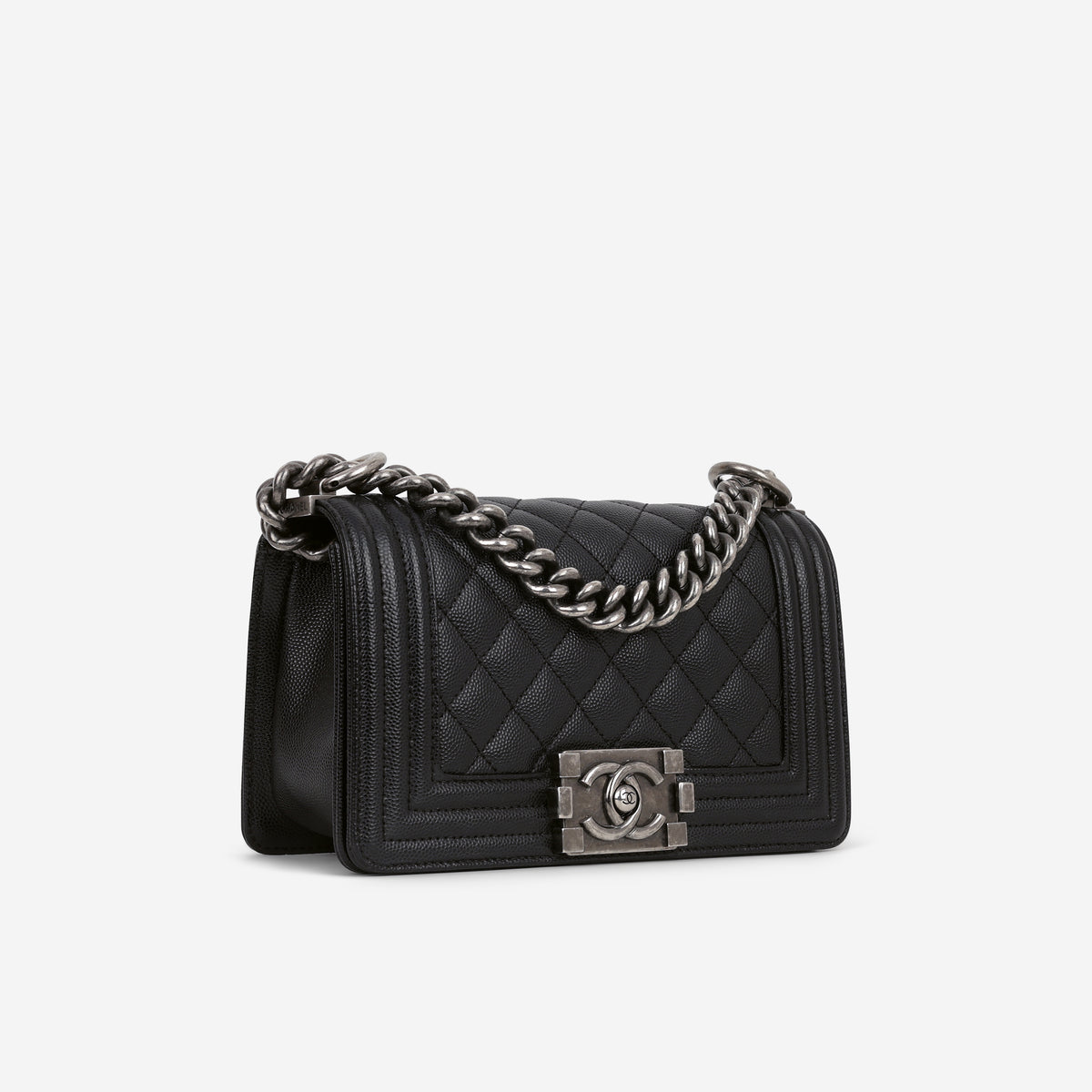 Chanel Small Boy Bag - Black Caviar | Ruthenium Hardware