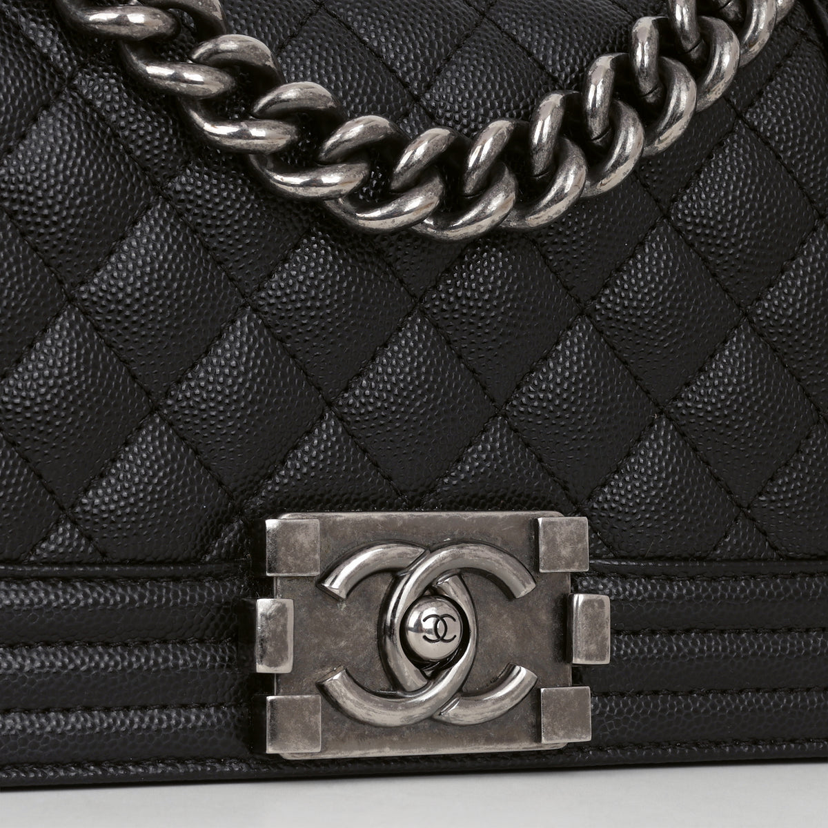 Chanel Small Boy Bag - Black Caviar | Ruthenium Hardware